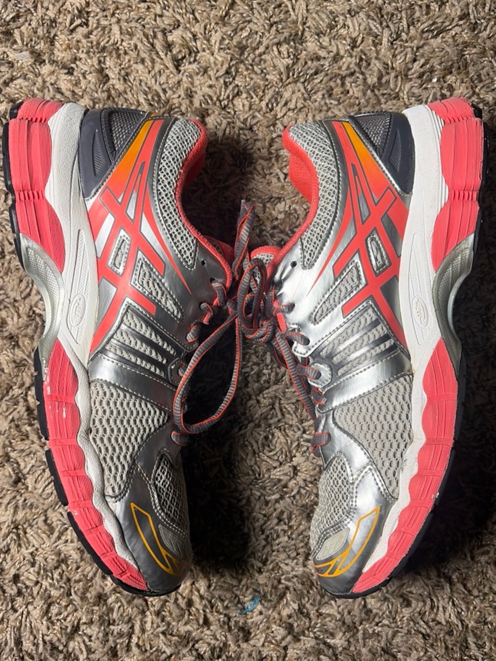 ASICS Gel-Nimbus 15 Women’s Size 11Athletic Shoes - Coral, Gray, Yellow Accents